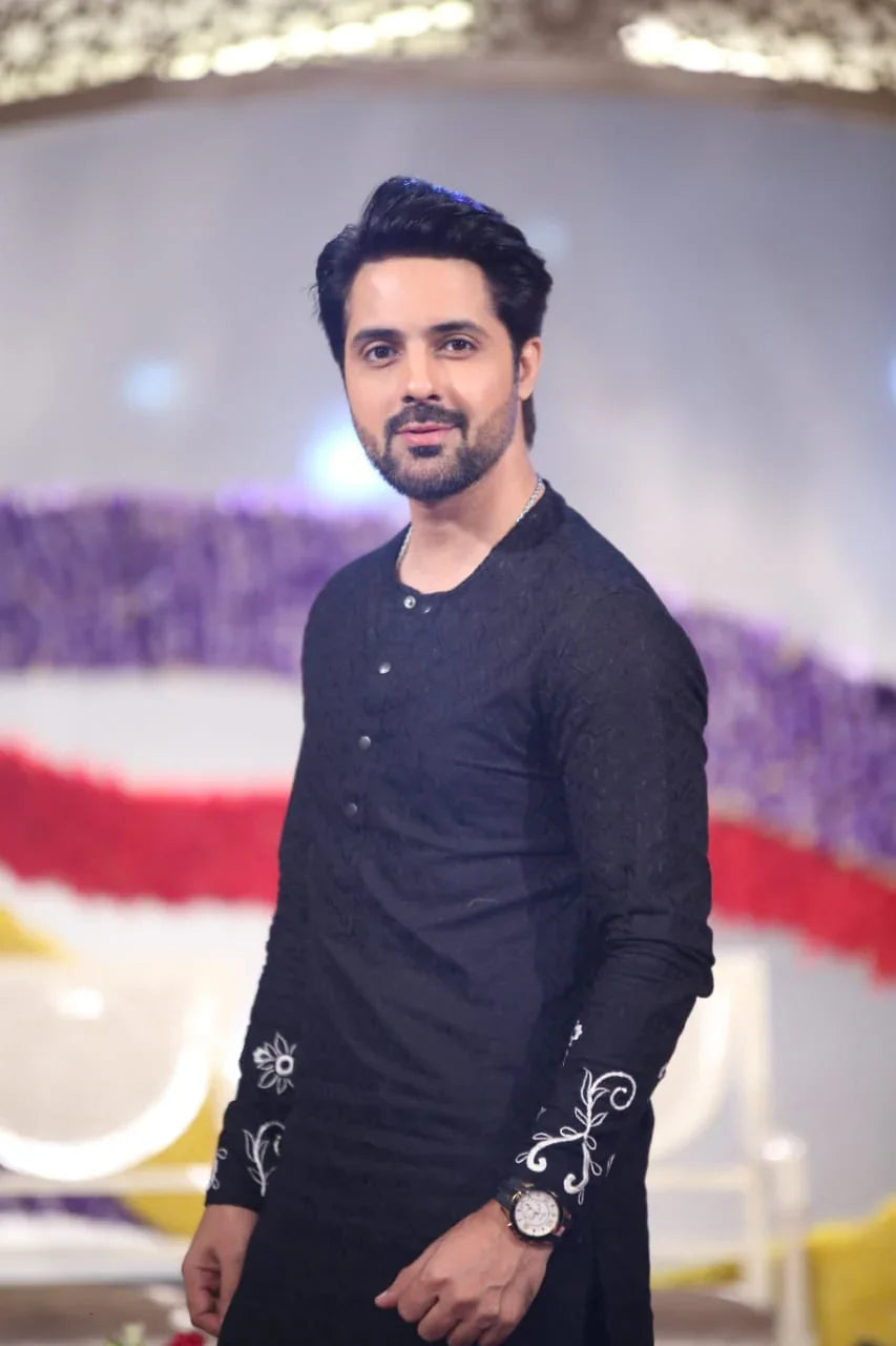 Black Embroidered Chicken Kurta trouser - Snug