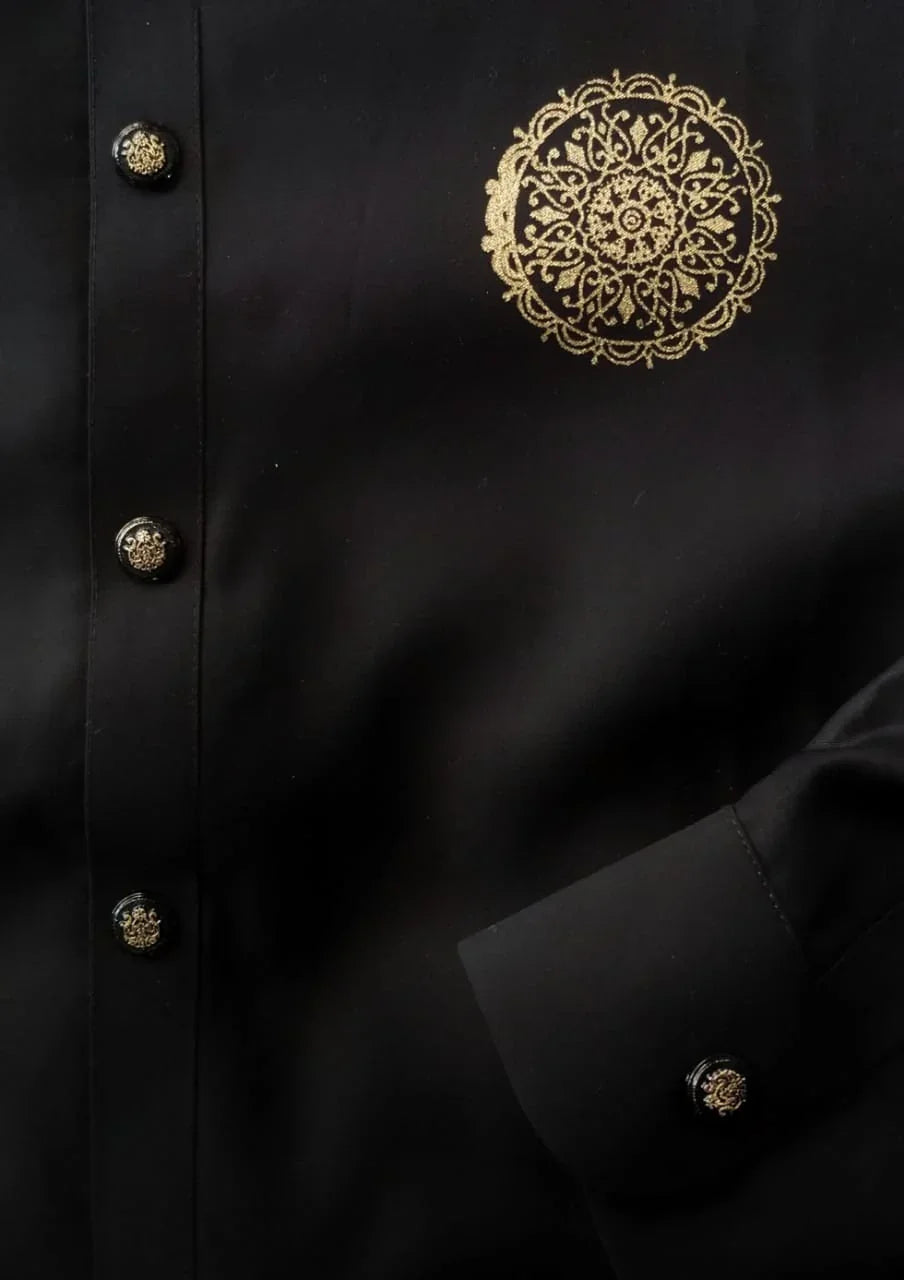 Gold Chest logo Printed Kurta Trouser - Snug