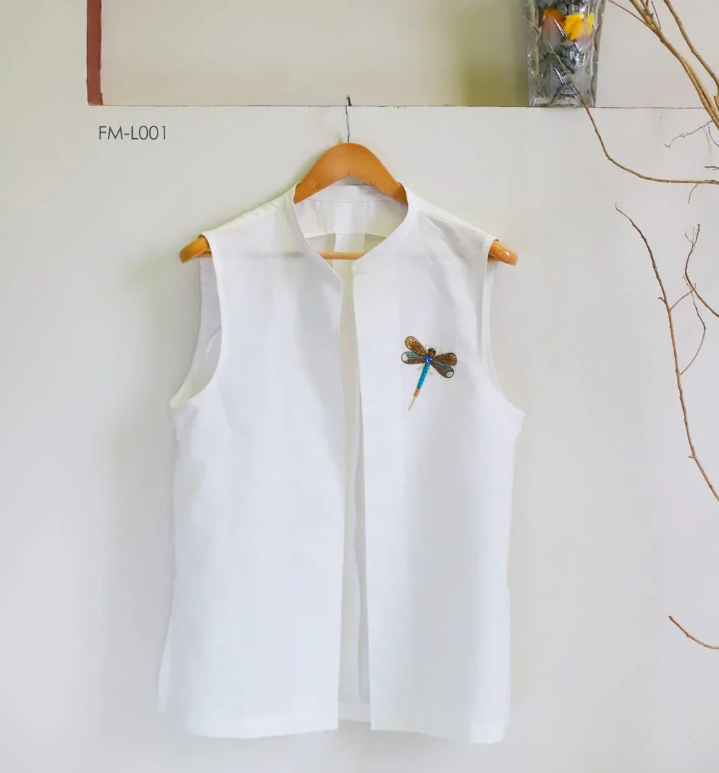 White linen classic fit kurta trouser with a non fused summer waistcoat - Snug