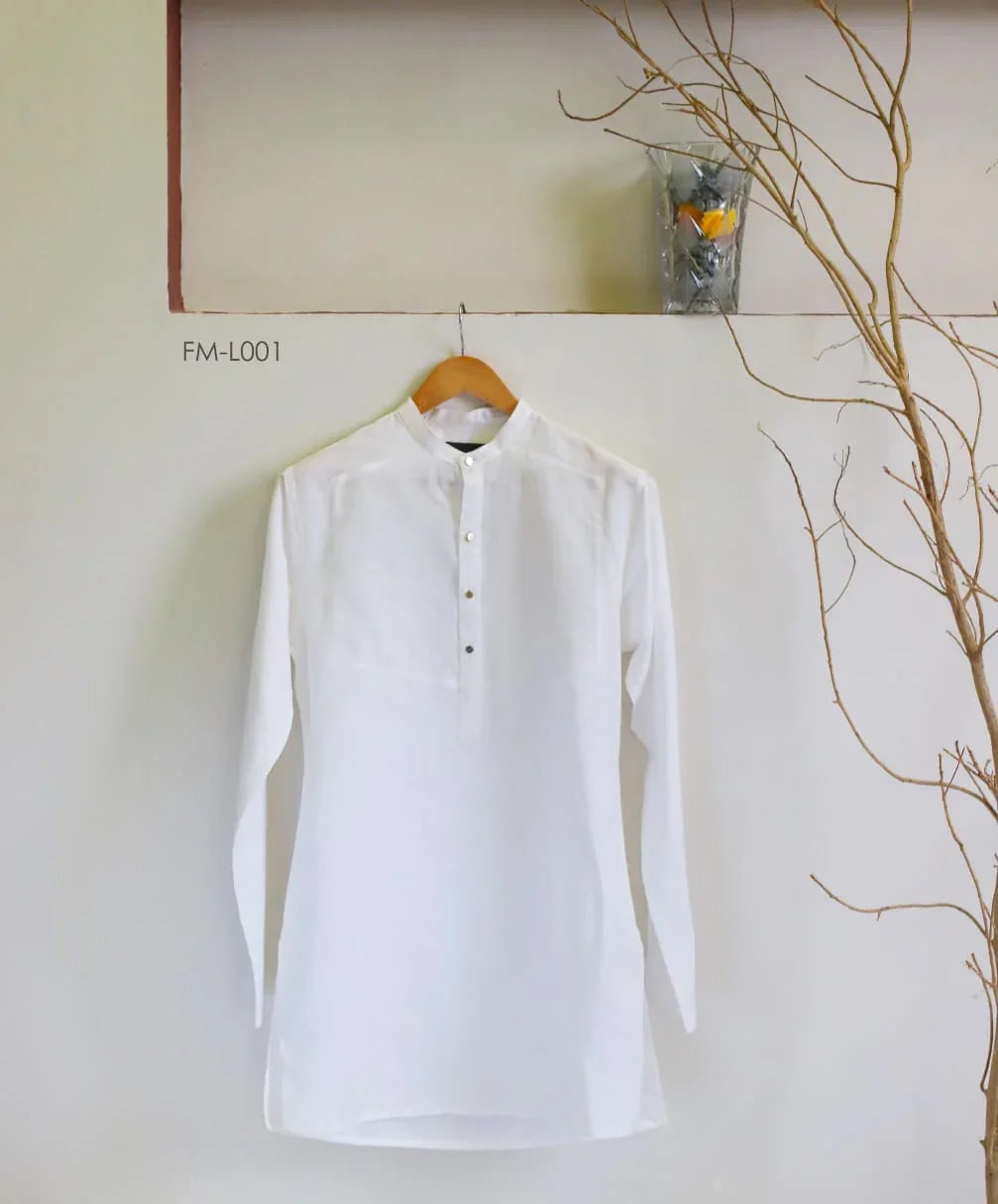 White linen classic fit kurta trouser with a non fused summer waistcoat - Snug