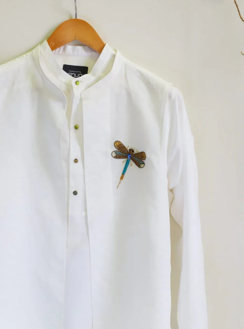 White linen classic fit kurta trouser with a non fused summer waistcoat - Snug