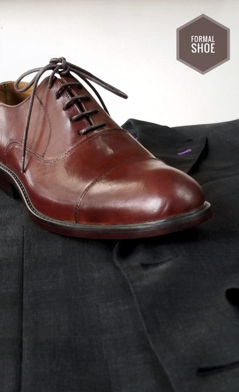 Shaded Brown Cap-Toe Formal Shoe By Snug