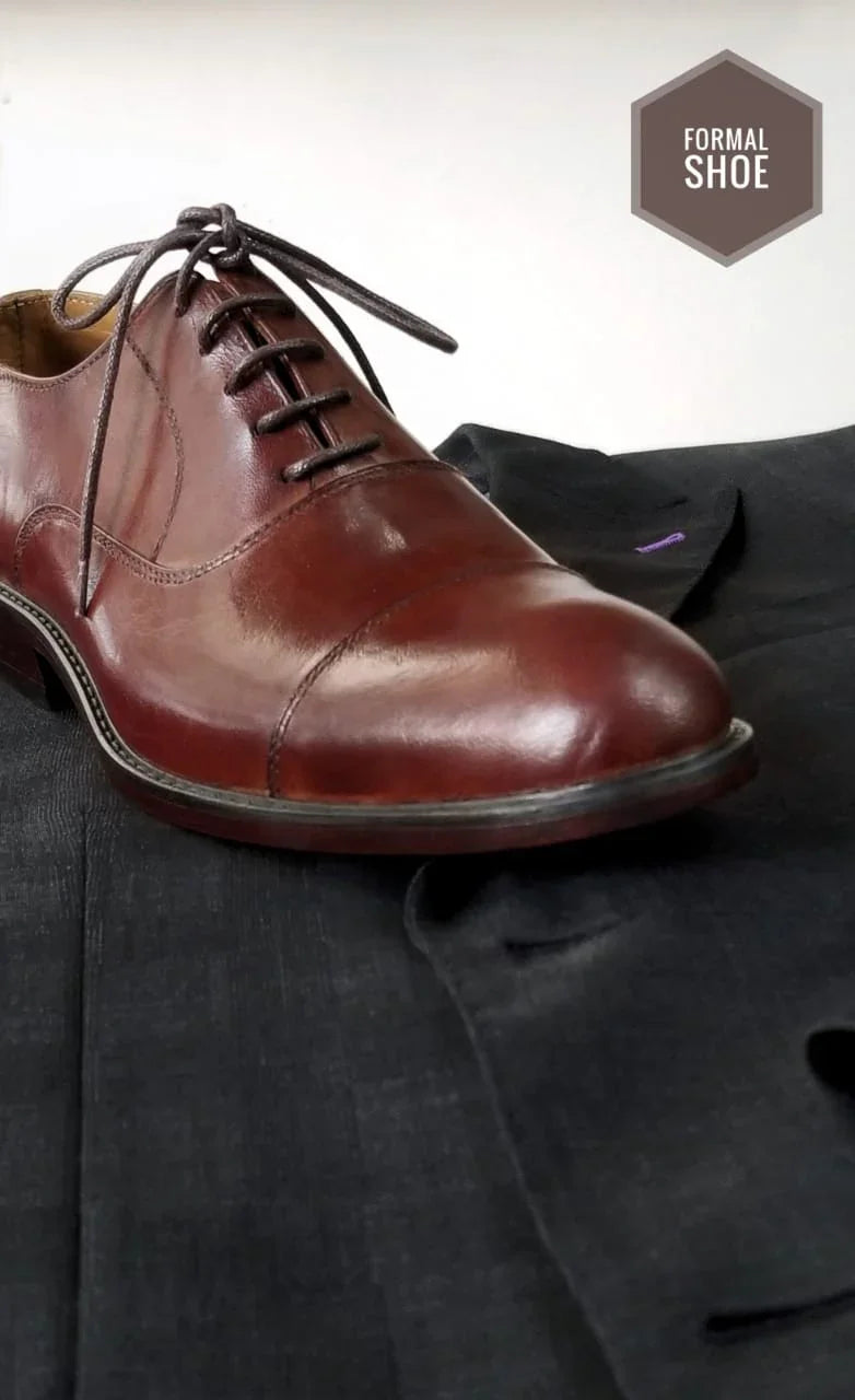 Shaded Brown Cap-Toe Formal Shoe By Snug - Snug