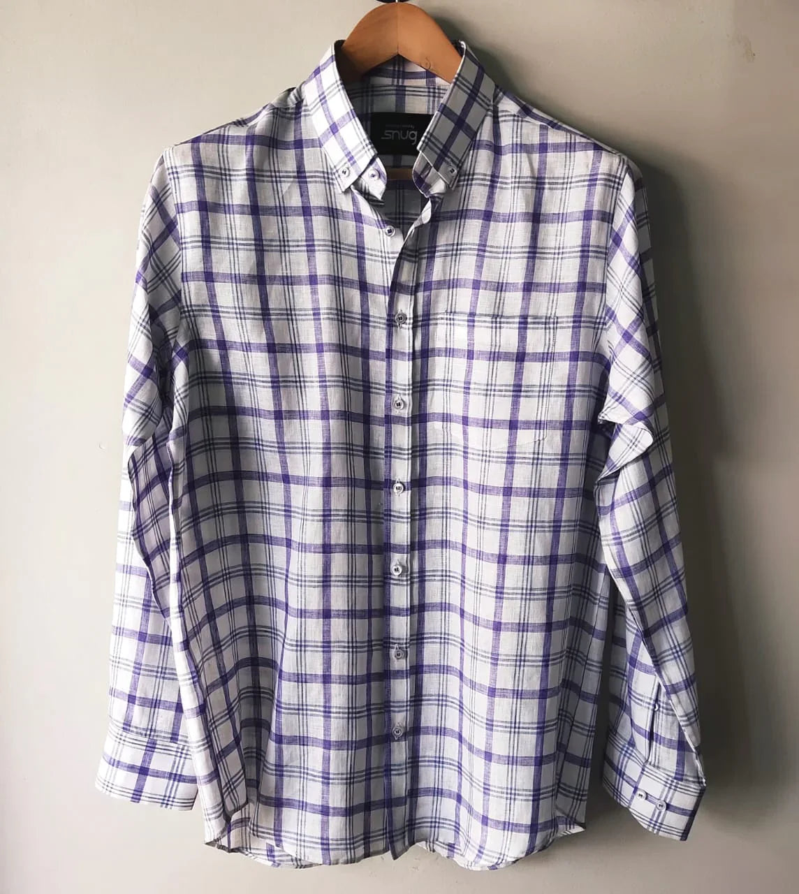 Irish Linen Purple Checkered Formal Shirt - Snug