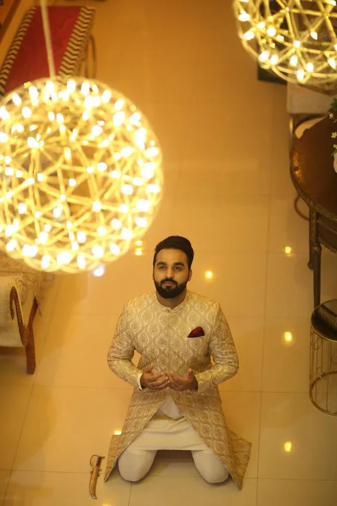 Light Gold Embroidered Sherwani - #ClientDiaries - Snug