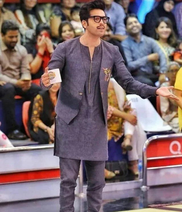 Linen Hand-painted kurta trouser and waistcoat - Snug