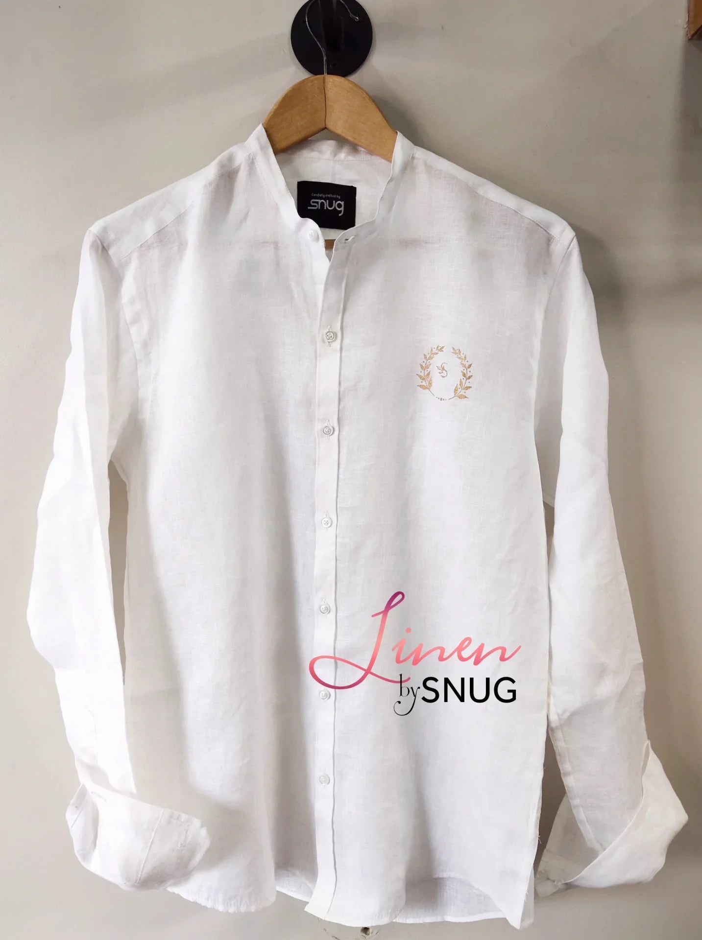 White Irish Linen Chest Logo Shirt By Snug - Snug