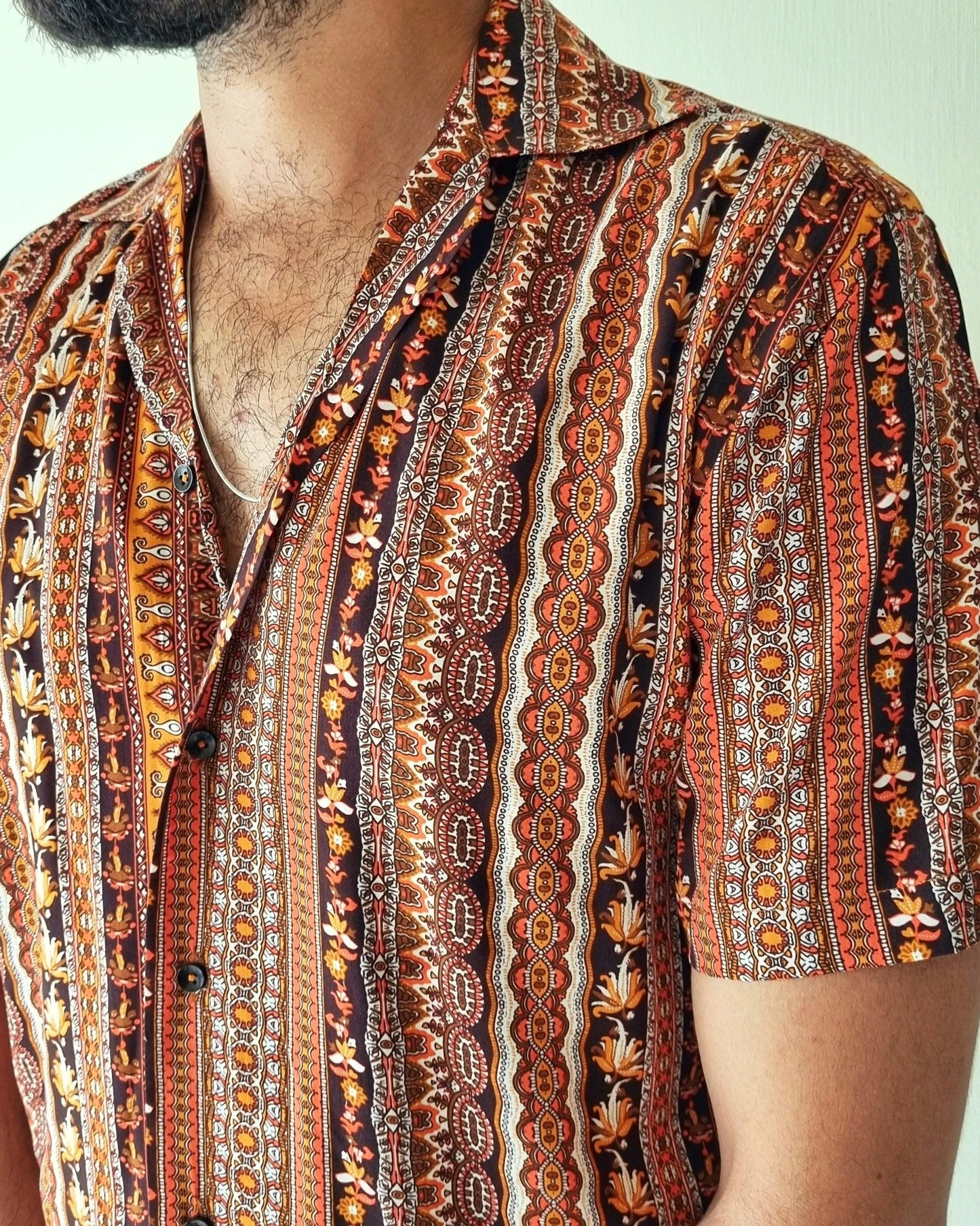 Rust Whisper Striped Gauzy Shirt by Snug.