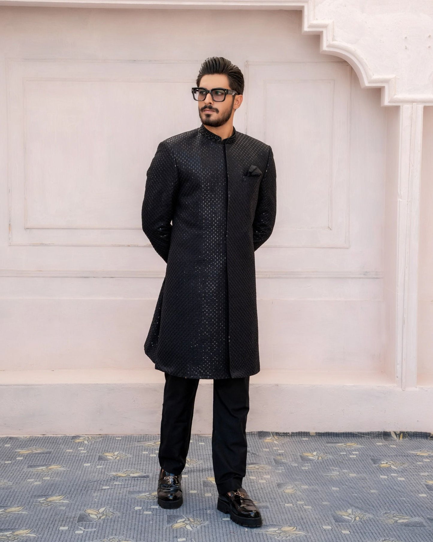 Black Embroidered Sherwani