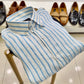 Vivid Sky Blue Linen Striped Shirt. - Snug