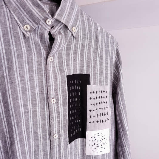 Snug's Patched Linen Shirt - Hand Crafted Elegance - Snug