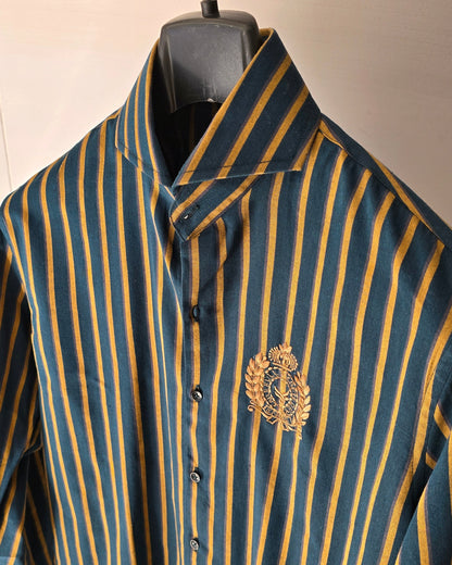 Green Striped Embroidered Shirt.