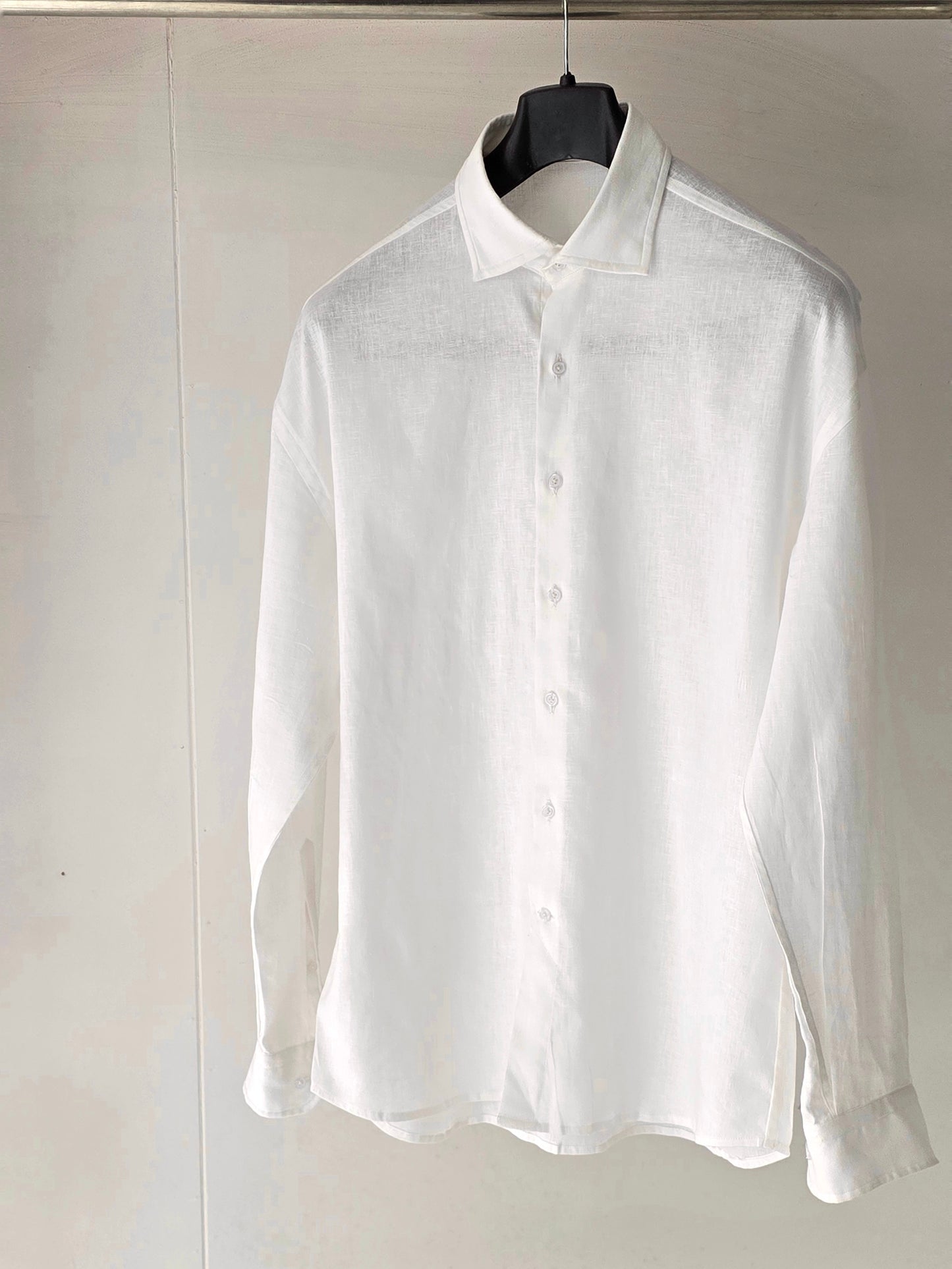 White Linen Drop Shoulder Shirt.