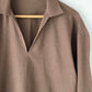 Coffee Linen 3 Quarter Shirt.