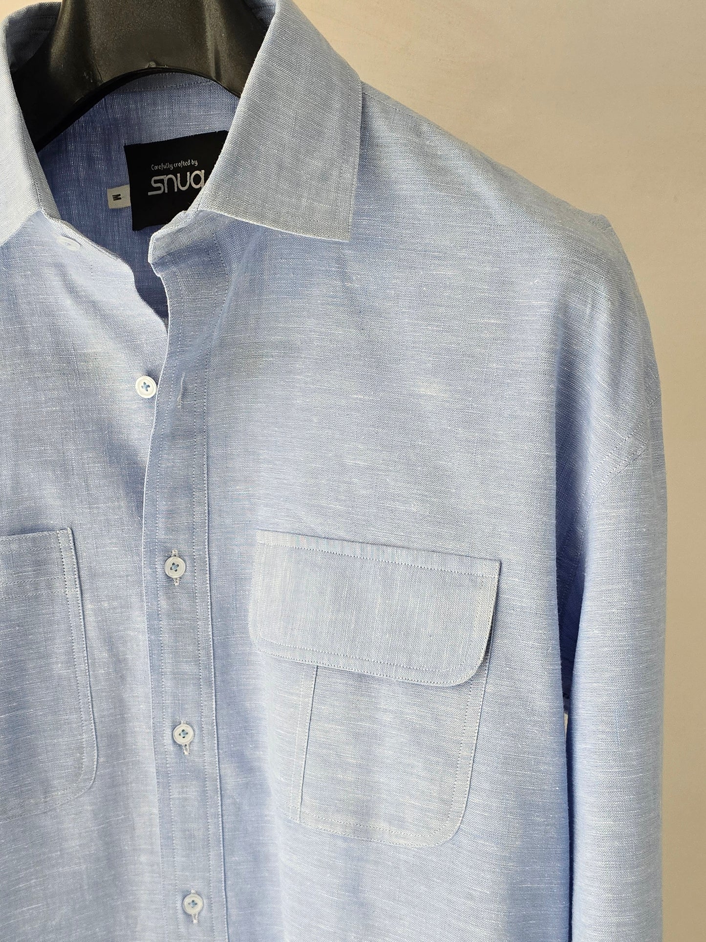 Sky Blue Drop Shoulder Linen Shirt