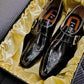 Black Calf Leather Shoe With Red Sole - Snug