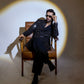 Sequins embroidered front open kurta trouser for men with dropped lapel, Fahad Mustafa x Snug design