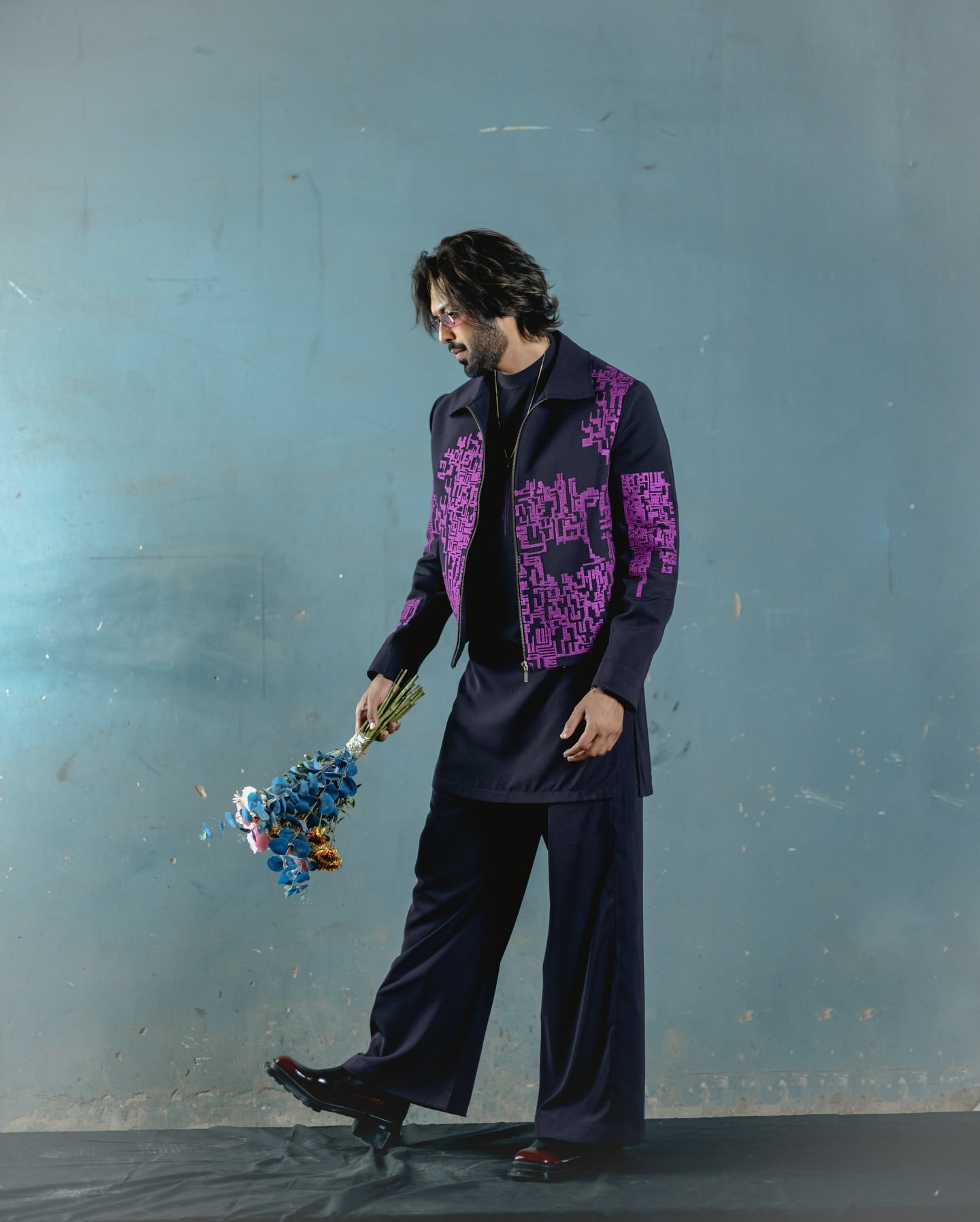 Snug's Dark Purple Cross Stitched Outfit.