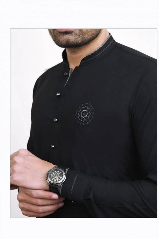 Black Embroidered Wash & Wear - Snug