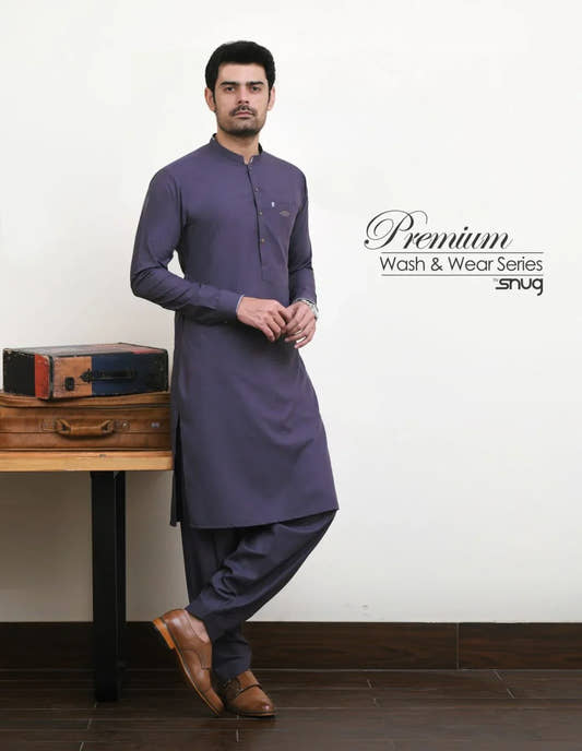 Purple Wash & Wear with Linen Waistcoat - Snug