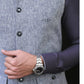 Blue Textured Linen Waistcoat - Snug