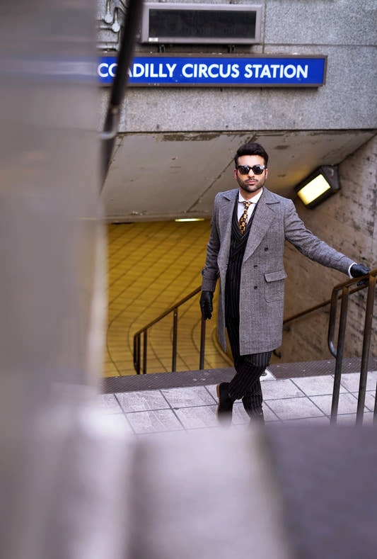 Grey Tweed Long Coat - Snug