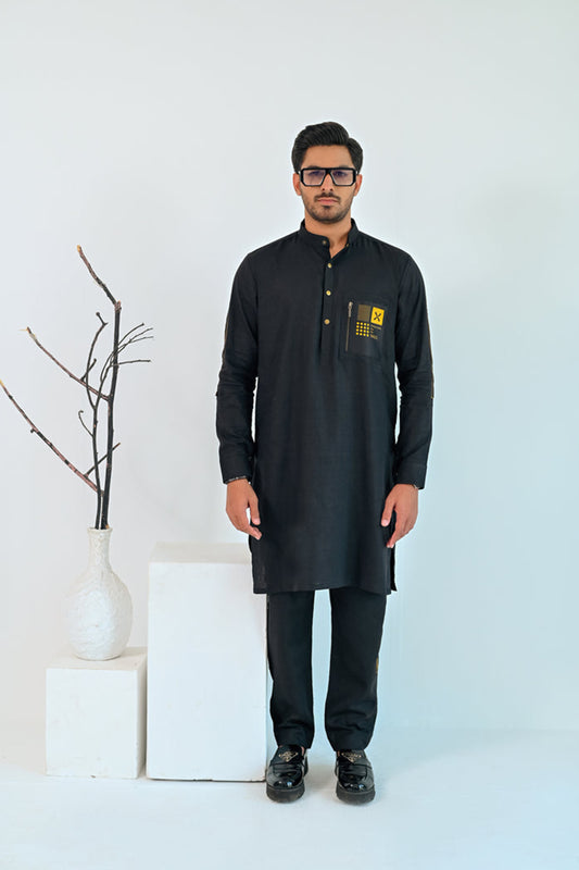Black Linen Kurta Trouser