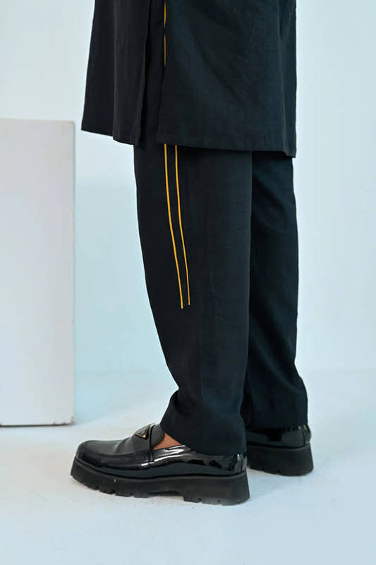 Black Linen Kurta Trouser - Snug