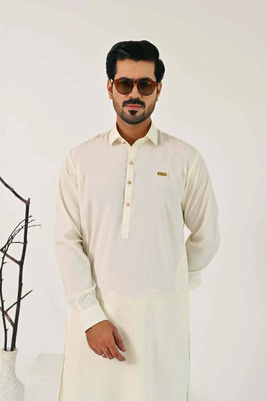 Boski Tone Kurta Shalwar with Cinnamon Linen Blazer - Snug