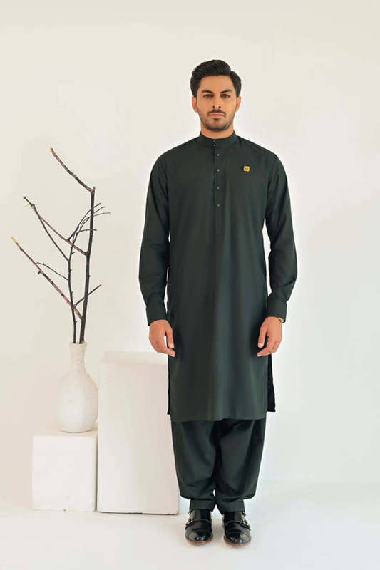 Bottle Green Kurta Shalwar - Snug