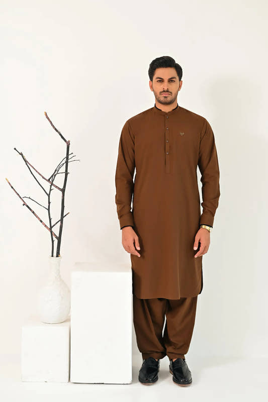 Brown Kurta Shalwar - Snug