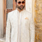 Majestic Alabaster: Snug's Embroidered Front Open Prince Coat