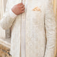 Majestic Alabaster: Snug's Embroidered Front Open Prince Coat