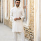 Majestic Alabaster: Snug's Embroidered Front Open Prince Coat