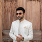 Majestic Alabaster: Snug's Embroidered Front Open Prince Coat