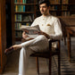 Golden Gleam: White Embroidered Waistcoat by Snug - Snug