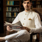 Golden Gleam: White Embroidered Waistcoat by Snug - Snug