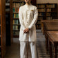 Golden Gleam: White Embroidered Waistcoat by Snug - Snug