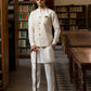 Golden Gleam: White Embroidered Waistcoat by Snug - Snug
