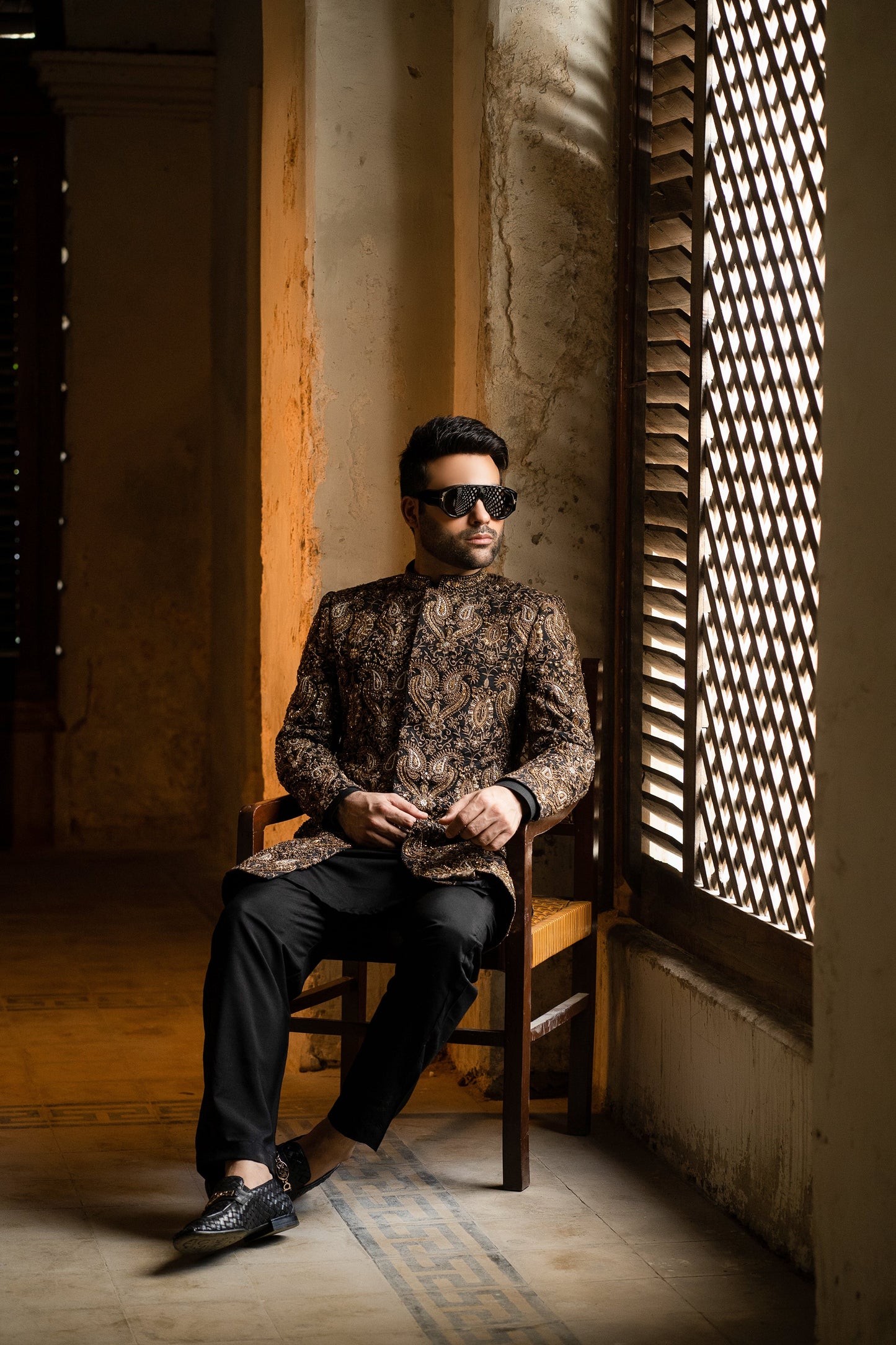 Royal Opulence - Hand Embroidered Sherwani for Majestic Celebration with Snug.