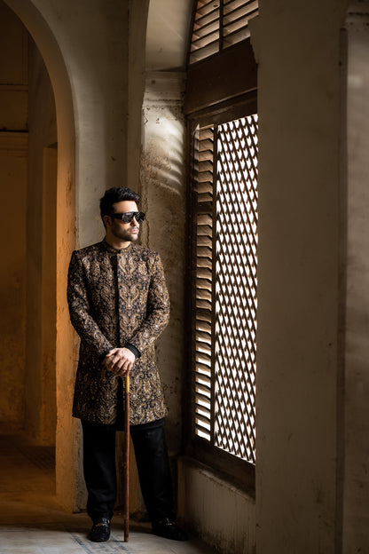 Royal Opulence - Hand Embroidered Sherwani for Majestic Celebration with Snug.