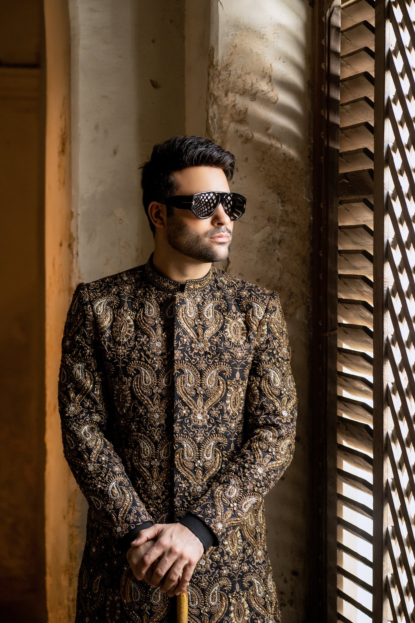 Royal Opulence - Hand Embroidered Sherwani for Majestic Celebration with Snug.