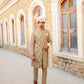Imperial Splendor: Snug's Golden Hand Embroidered Sherwani Masterpiece - Snug
