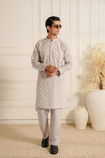 Light Grey Embroidered Kurta Trouser.