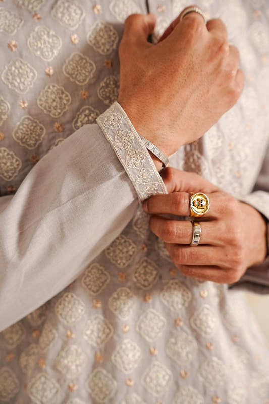 Light Grey Embroidered Kurta Trouser.