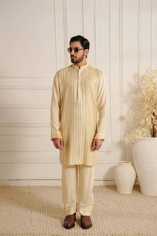 Foil Embroidered Kurta Trouser.
