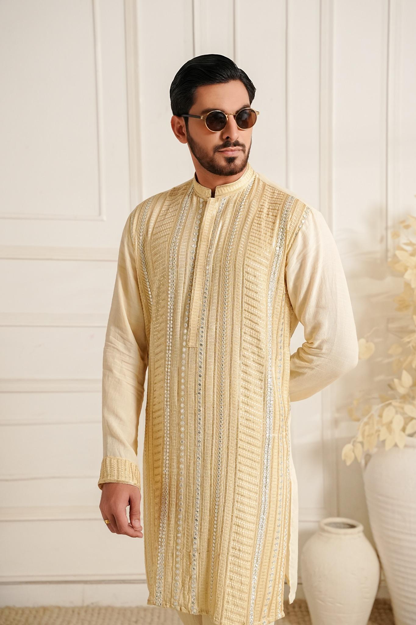 Foil Embroidered Kurta Trouser.