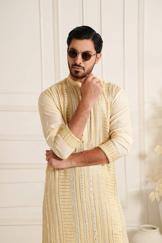 Foil Embroidered Kurta Trouser.