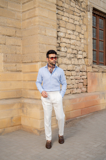 Linen Embroidered Shirt with Pants