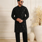 Snug Black Motifs Kurta Pajama – Men’s Festive Wear.